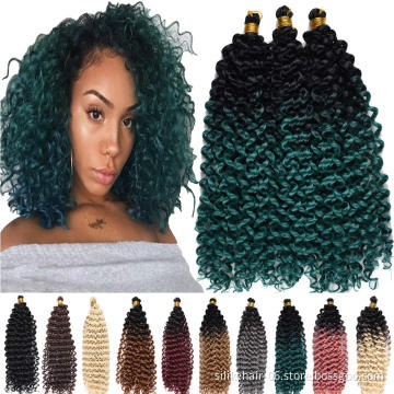 Synthetic Hair Extensions Bundles Marlybob Water Wave Crochet Hair Braids 14 " Ombre Water Wave Crochet synthetic braiding hair